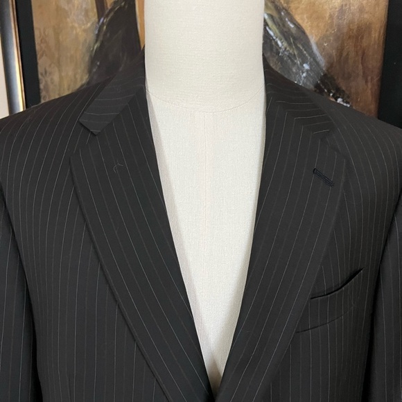 Like New Hart Schaffner Marx Charcoal Gray Pinstripe Blazer Size 44L 100% Wool - Picture 2 of 8